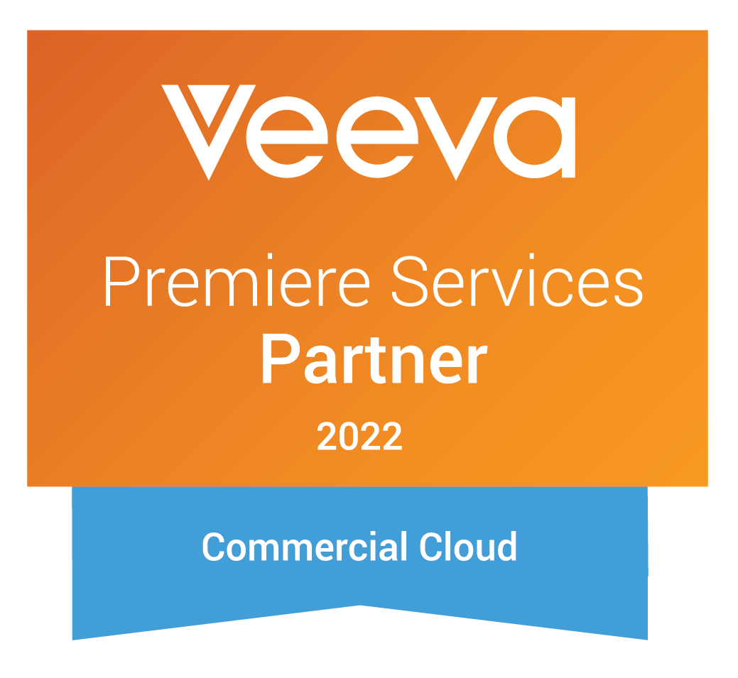 Veeva Premiere Services Partner 2022. Commercial Cloud logo