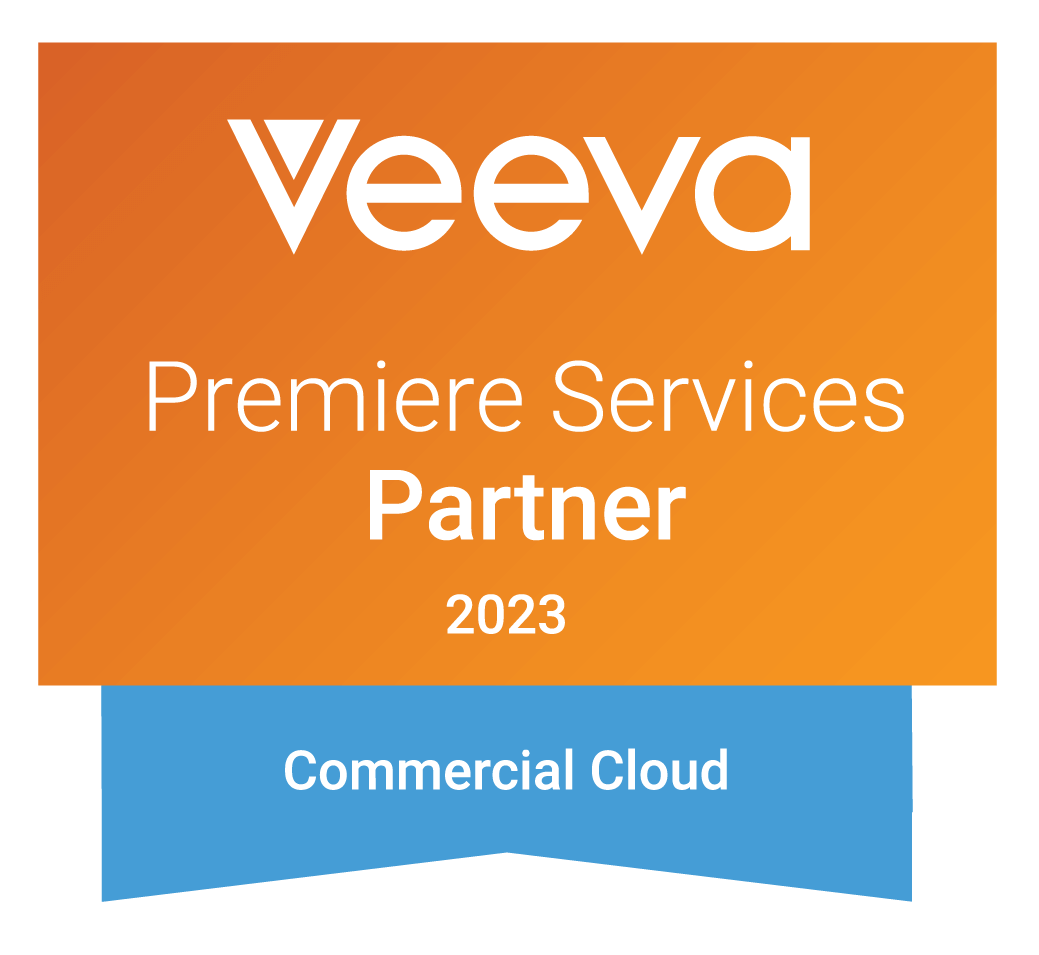 Veeva Premiere Services Partner 2023. Commercial Cloud logo